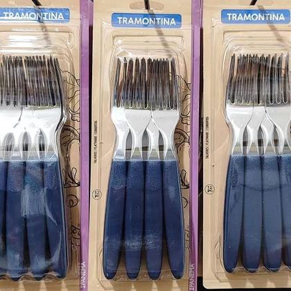 Imagem de Kit Conjunto 12 Garfos De Mesa Ipanema Talheres Tramontina Com Dentes Aço Inox Varias Cores