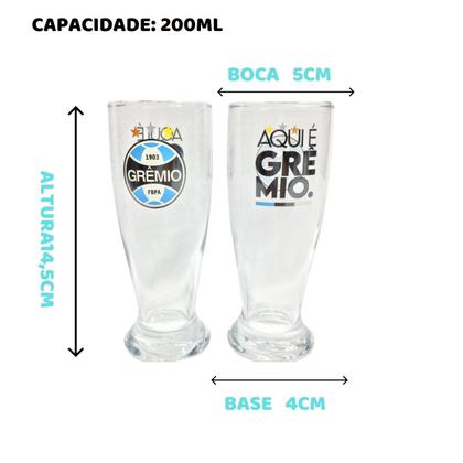 Imagem de Kit Conjunto 2 Copos Munich Tulipa Cerveja Chopp Bebidas Grêmio Oficial Selo Licenciado