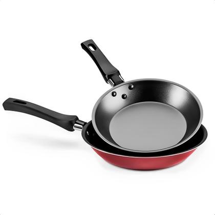 Imagem de Kit Conjunto 2 Frigideira Com Espátula Revestimento Antiaderente Vermelho Cereja Nº20 e Nº16 MTA - 8985