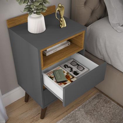 Imagem de Kit Conjunto 2 Mesa De Cabeceira Retro Quarto Canto 2 Gavetas