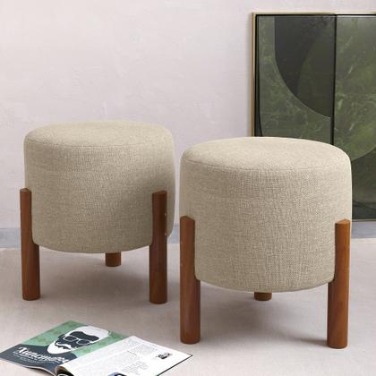 Imagem de Kit Conjunto 2 Puff Banqueta Decoração Escritório Sala Quarto Retrô Redondo