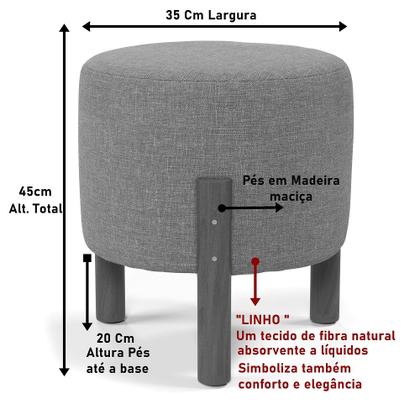 Imagem de Kit Conjunto 2 Puff Banqueta Decoração Escritório Sala Quarto Retrô Redondo