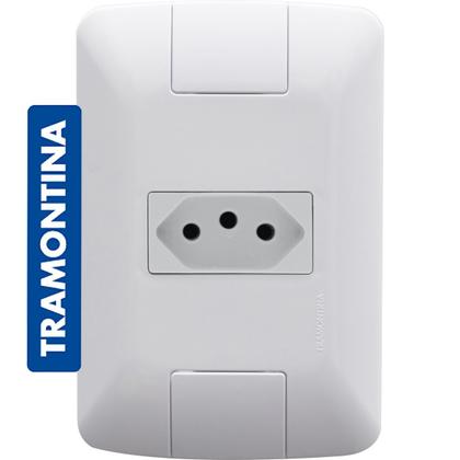 Imagem de Kit Conjunto 20 Tomada Simples 2P+T 10A/250V Aria Branco Com Placa E Parafuso De Fixação Tramontina