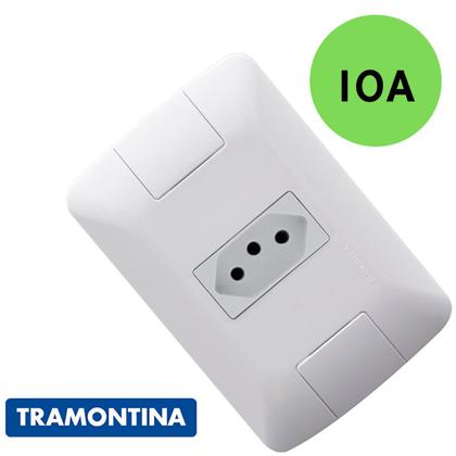 Imagem de Kit Conjunto 20 Tomada Simples 2P+T 10A/250V Aria Branco Com Placa E Parafuso De Fixação Tramontina