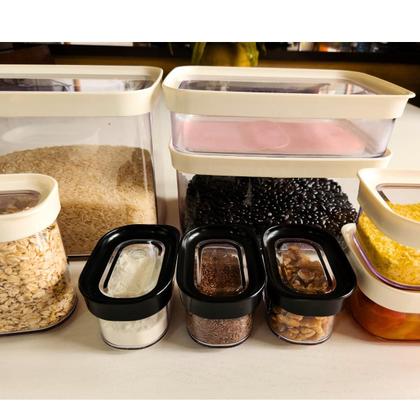 Imagem de  Kit Conjunto 3 Potes Hermetico Mantimento Retangular Empilhavel ideal Arroz Feijao Frios Cereais ou Organizador de Geladeira