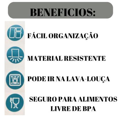 Imagem de  Kit Conjunto 3 Potes Hermetico Mantimento Retangular Empilhavel ideal Arroz Feijao Frios Cereais ou Organizador de Geladeira