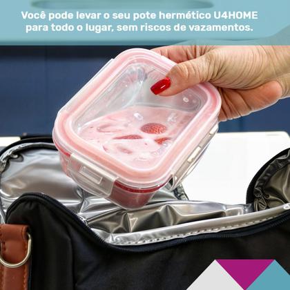 Imagem de Kit Conjunto 7 Potes Vidro Hermético Tampa Plástico Marmita Mantimentos 370ml