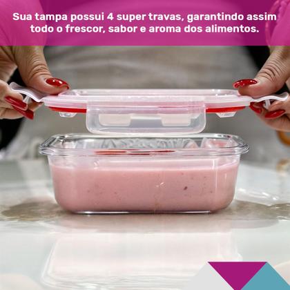 Imagem de Kit Conjunto 7 Potes Vidro Hermético Tampa Plástico Marmita Mantimentos 370ml