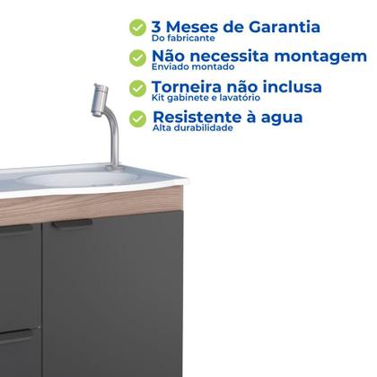 Imagem de Kit Conjunto Banheiro Gabinete Com Cuba Lavabo Balcão Preto