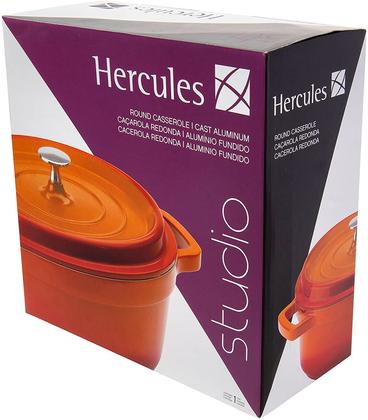 Imagem de Kit Conjunto Caçarola Hercules Revestimento Ceramico Indução Laranja 6,8L + 6,8L