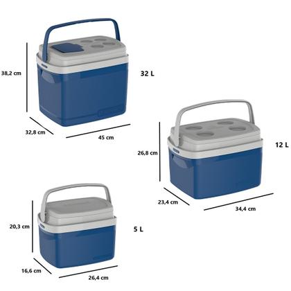 Kit Conjunto Caixa Térmica Cooler Azul Grande 32 L 12L 5L Praia