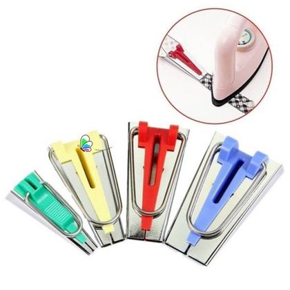 Imagem de Kit Conjunto Calcador De Fazer Viés Manual Furador Fitador