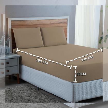 Imagem de Kit Conjunto Cama Casal Algodão 300 Fios 4 Peças com Elástico e Fronhas