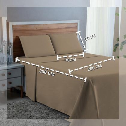 Imagem de Kit Conjunto Cama Casal Algodão 300 Fios 4 Peças com Elástico e Fronhas