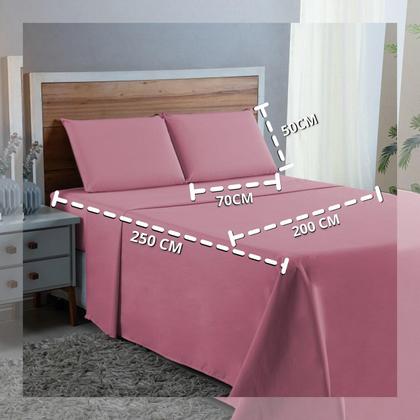 Imagem de Kit Conjunto Cama Casal Algodão 300 Fios 4 Peças com Elástico e Fronhas
