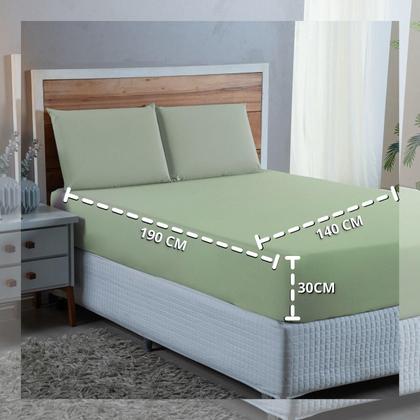 Imagem de Kit Conjunto Cama Casal Algodão 300 Fios 4 Peças com Elástico e Fronhas