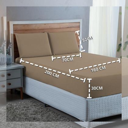 Imagem de Kit Conjunto Cama Queen Algodão 300 Fios 3 Peças com Elástico e Fronhas