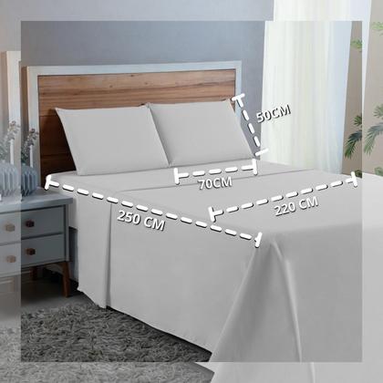 Imagem de Kit Conjunto Cama Queen Algodão 300 Fios 4 Peças com Elástico e Fronhas