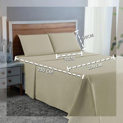 Imagem de Kit Conjunto Cama Queen Algodão 300 Fios 4 Peças com Elástico e Fronhas