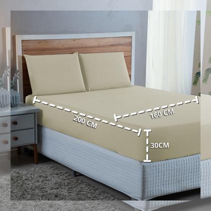 Imagem de Kit Conjunto Cama Queen Algodão 300 Fios 4 Peças com Elástico e Fronhas