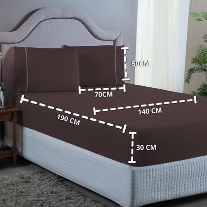Imagem de Kit Conjunto Casal 400 Fios Ponto Palito 3 Peças Lençol com Elástico e Fronha