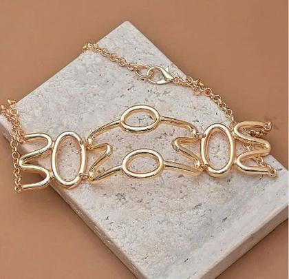 Imagem de Kit Conjunto Colar Choker e Pulseira Folheado Ouro 18k Inspiração Thassia Naves Blogueira Tendência Moda Luxo Dourado