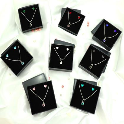 Imagem de kit Conjunto Colar e  Par Brinco Coração Zirconia Prata 925