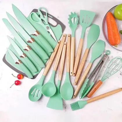 Imagem de Kit  conjunto  com 19 utensílios de cozinha em silicone