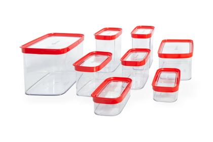 Imagem de Kit Conjunto Cozinha 8 Potes Herméticos de Acrílico para Mantimentos - Vermelho