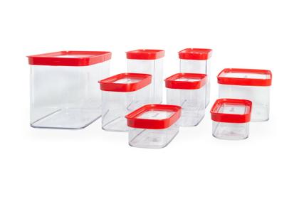 Imagem de Kit Conjunto Cozinha 8 Potes Herméticos de Acrílico para Mantimentos - Vermelho