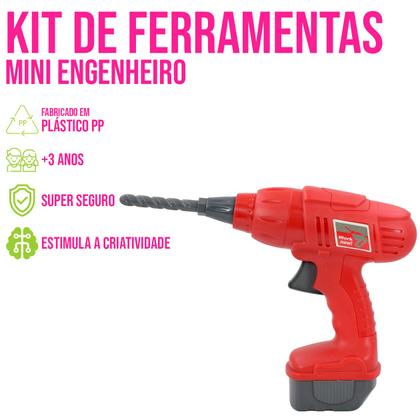 Imagem de Kit Conjunto de Ferramentas 14 peças Furadeira Pedagógico