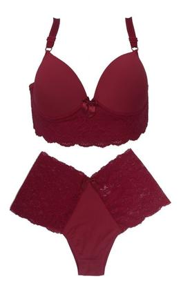 Imagem de Kit Conjunto de Lingerie Plus Size mais Calcinhas Plus Luxo Microfibra com Renda cintura alta lingerie feminina sensual atacado