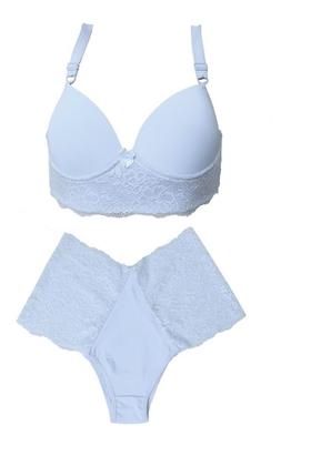 Imagem de Kit Conjunto de Lingerie Plus Size mais Calcinhas Plus Luxo Microfibra com Renda cintura alta lingerie feminina sensual atacado