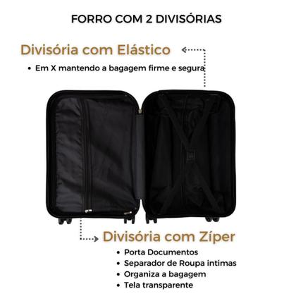 Imagem de Kit Conjunto de Malas de Viagens Para Bordo Fibra Rígida ABS 2un