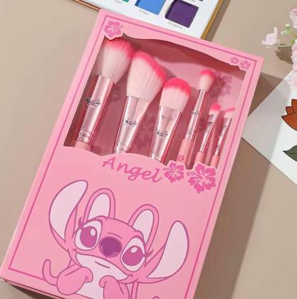 Imagem de Kit Conjunto De Pinceis Maquiagem Stitch Angel Com 6 Peças