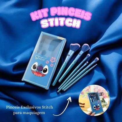 Imagem de Kit Conjunto De Pinceis Maquiagem Stitch Angel Com 6 Peças