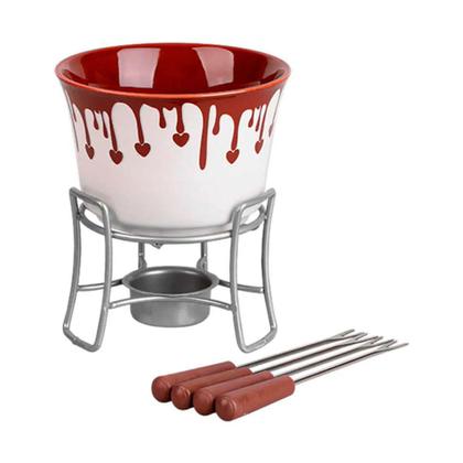 Imagem de Kit Conjunto Fondue Cerâmica Com 6 Peças Chocolate Brinox