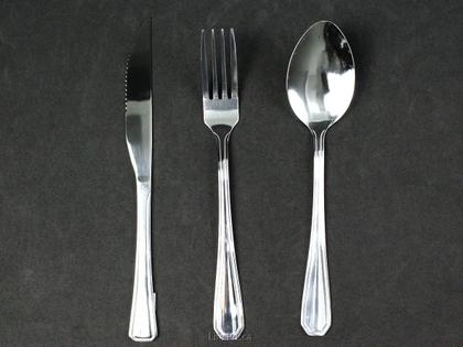 Imagem de Kit Conjunto Garfo / Faca / Colher de Mesa HM Aço Inox - 18 Peças