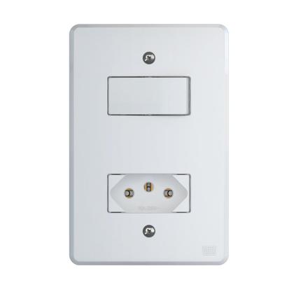 Imagem de Kit Conjunto Interruptor 4x2  1 Tecla Simples 10A + 1 Tomada 10A 250V