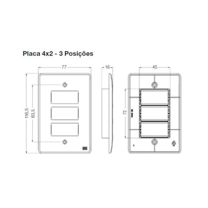 Imagem de Kit Conjunto Interruptor 4x2  2 Teclas Simples 10A + 1 Tomada 10A 250V
