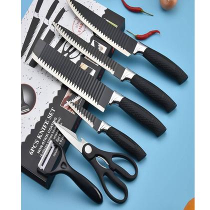 Imagem de Kit Conjunto Jogo De Facas Kit 6 Peças Chef Cozinha Aço Inoxidável Linha Churrasco