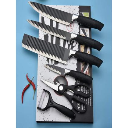 Imagem de Kit Conjunto Jogo De Facas Kit 6 Peças Chef Cozinha Aço Inoxidável Linha Churrasco