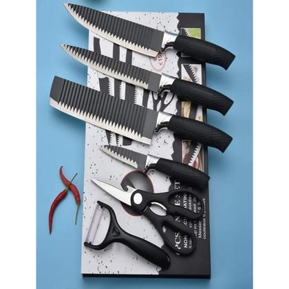 Imagem de Kit Conjunto Jogo De Facas Kit 6 Peças Chef Cozinha Aço Inoxidável Linha Churrasco