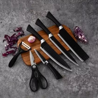 Imagem de Kit Conjunto Jogo De Facas Kit 6 Peças Chef Cozinha Aço Inoxidável Linha Churrasco