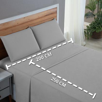 Imagem de Kit Conjunto Lençol Casal com Fronhas 4 Peças Roupa de Cama Box 200 Fios Algodão
