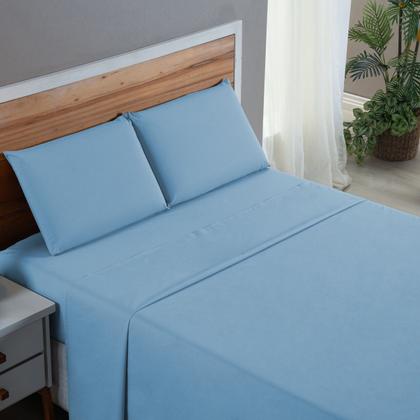 Imagem de Kit Conjunto Lençol King com Fronhas 4 Peças Roupa de Cama Box 200 Fios Algodão