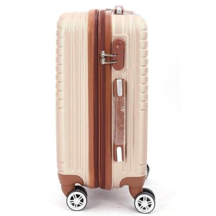 Imagem de Kit conjunto mala de viagem rigida em abs p m g com rodinhas 360 com alca desgin moderno bege