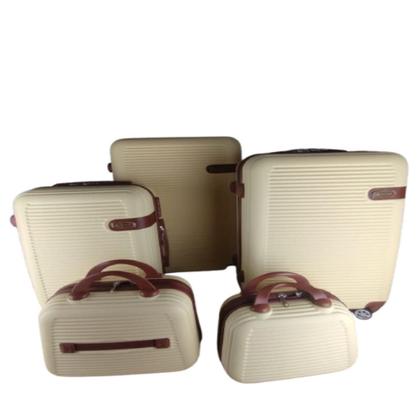 Imagem de Kit conjunto mala de viagem rigida em abs p m g com rodinhas 360 com alca desgin moderno bege
