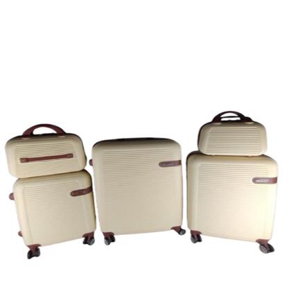 Imagem de Kit conjunto mala de viagem rigida em abs p m g com rodinhas 360 com alca desgin moderno bege