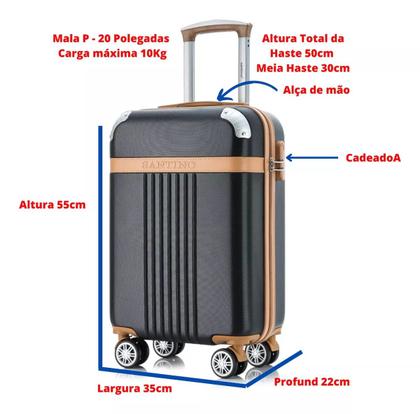 Imagem de Kit Conjunto Mala Viagem Santino B182 Expansor 360 Tsa G M P